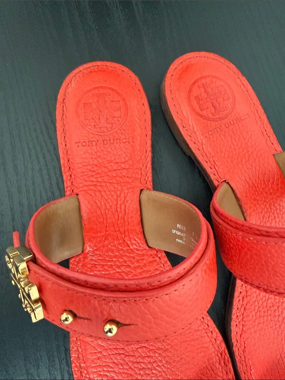 Tory Burch Leather Toe-Ring Slides